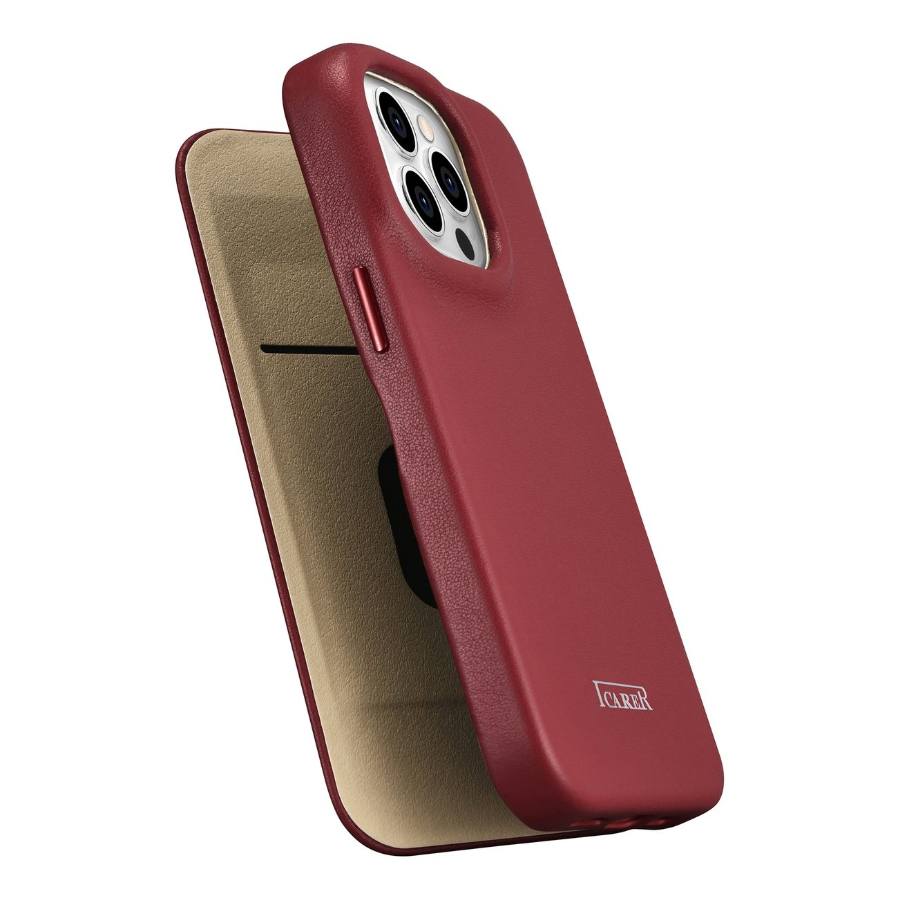 iCarer CE Premium Leather Folio MagSafe Apple iPhone 14 Pro Max red