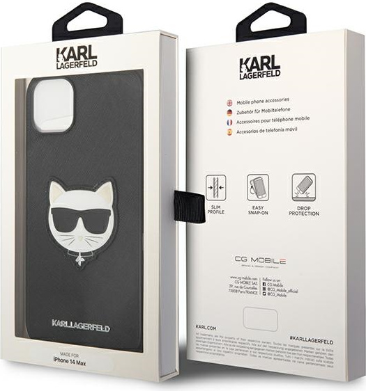 Karl Lagerfeld KLHCP14MSAPCHK Apple iPhone 14 Plus hardcase black Saffiano Choupette Head Patch