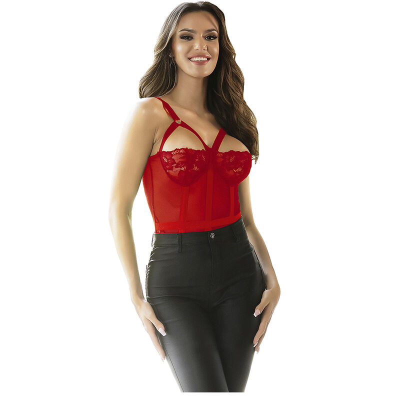 SUBBLIME - TEDDY WITH GARTER STRAP DETAIL CHEST RED S/M SUBBLIME - TEDDY WITH GARTER STRAP DETAIL CHEST RED S/M
