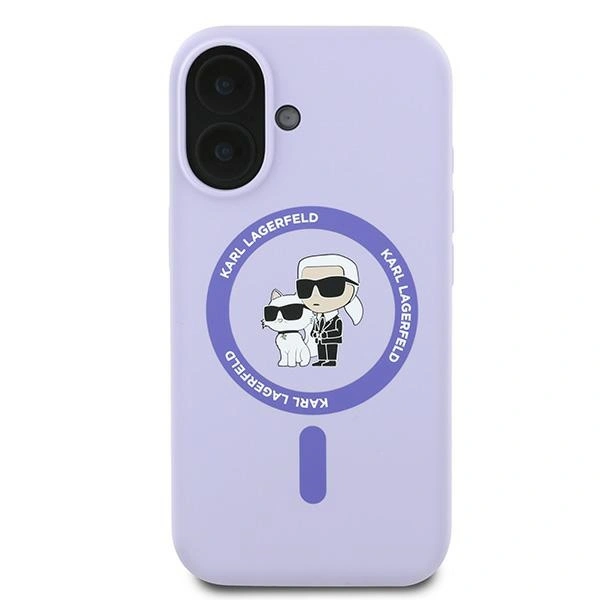 Case Karl Lagerfeld KLHMP16MSCMKCRHU Apple iPhone 16 Plus hardcase Silicone Karl&Choupette Heads Ring MagSafe purple