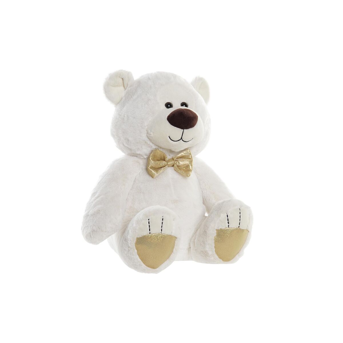 Teddy Bear DKD Home Decor Bow tie Golden White Children's Bear 25 x 25 x 30 cm