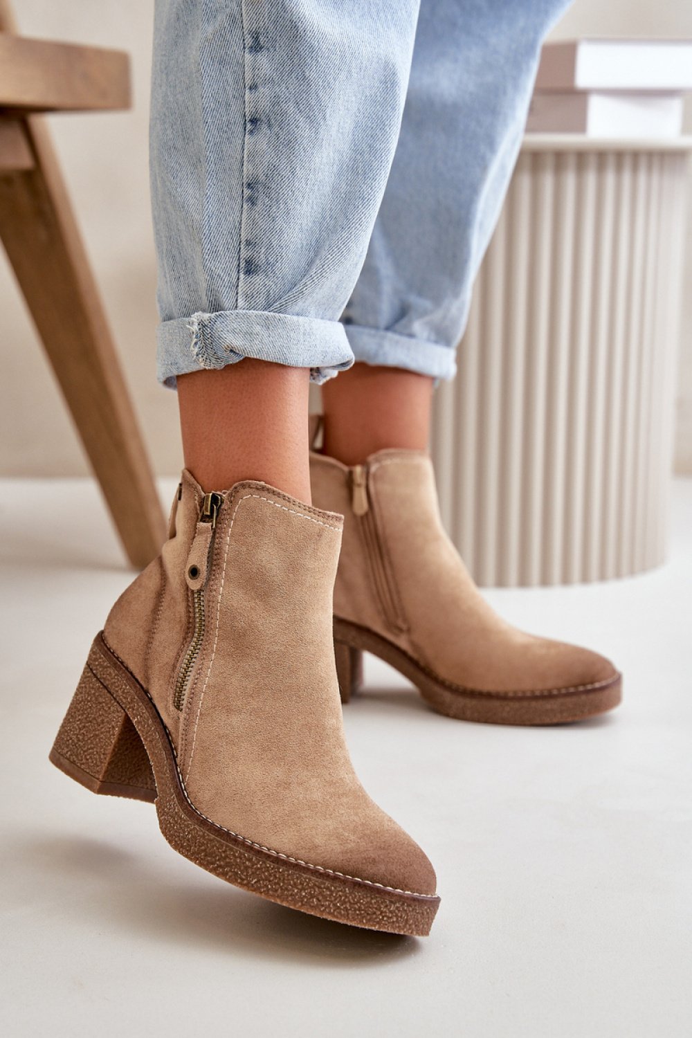  Heel boots model 199078 Step in style  beige