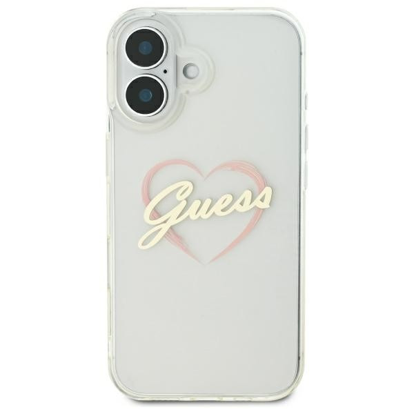 Etui Guess do Apple iPhone 16 plus hardcase IML Heart przeźroczysty