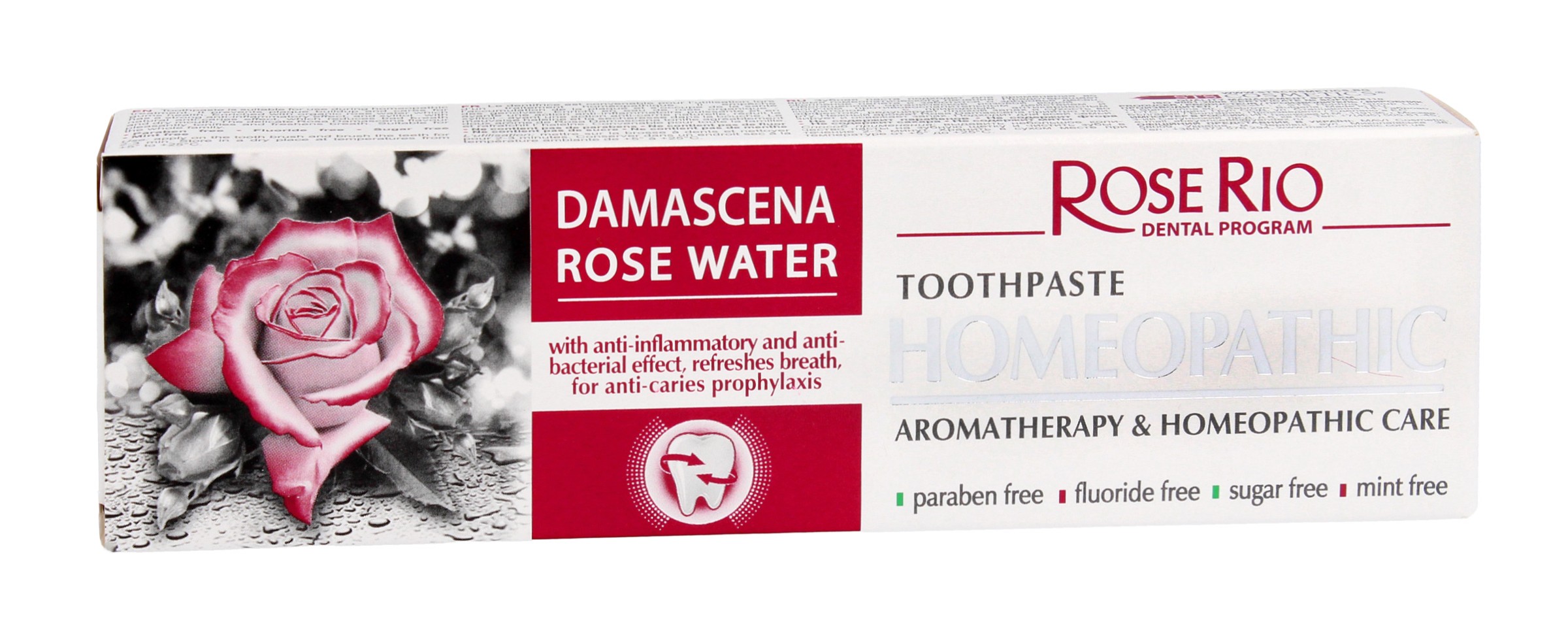 Rose Rio Pasta do zębów HOMEOPATHIC DAMASCENA ROSE WATER - 65ml