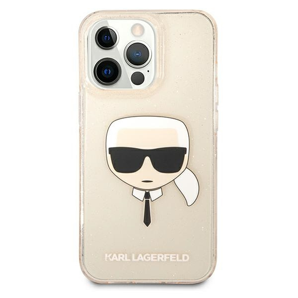 Karl Lagerfeld KLHCP13XKHTUGLGO Apple iPhone 13 Pro Max gold hardcase Glitter Karl`s Head