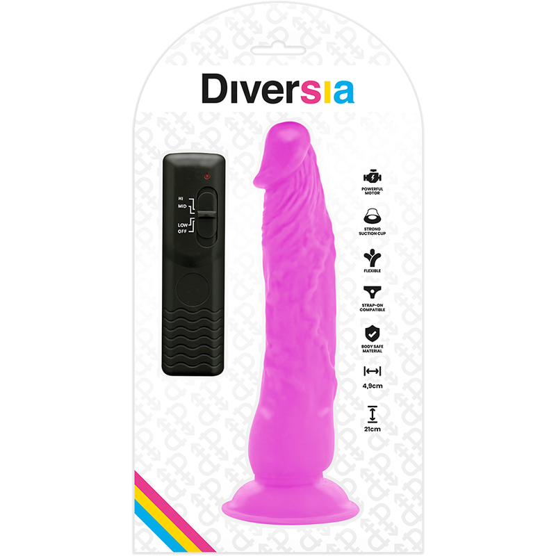 DIVERSIA - FLEXIBLE VIBRATING DILDO 21 CM - PURPLE