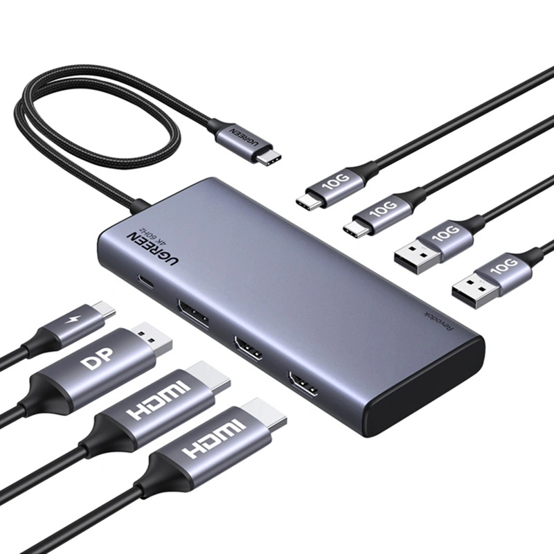 HUB UGREEN CM639 USB-C / 2xHDMI 4K60Hz, DisplayPort, 2xUSB-A, 2xUSB-C 3.2 10Gbps, USB-C PD 100W