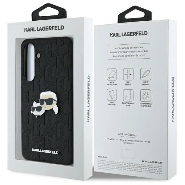 Karl Lagerfeld KLHCS24FEPGKLKCPK Samsung Galaxy S24 FE hardcase Monogram Karl&Chaoupette Head Pin black