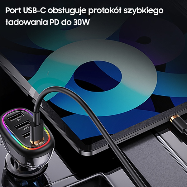USAMS Car Charger 1xUSB-C 3xUSB-A C34 48W 3A+C PD black CC170CC01 (US-CC170)