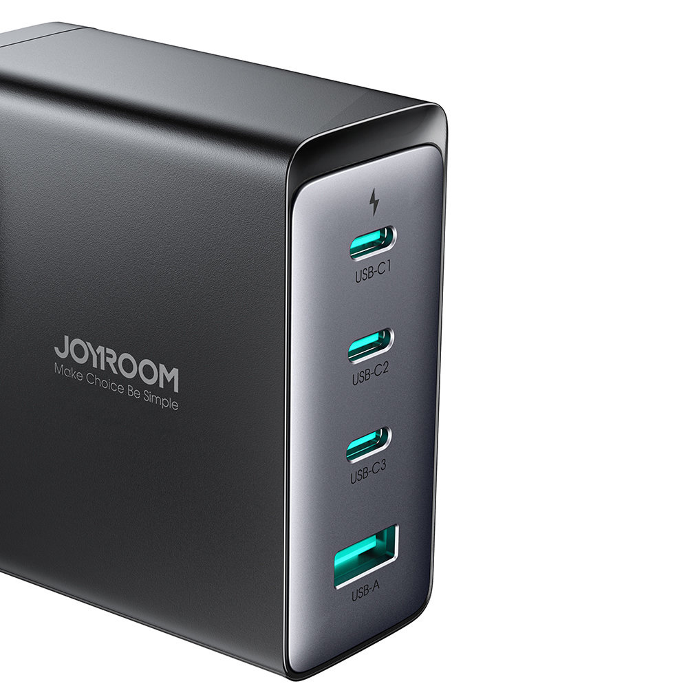 Joyroom JR-TCG05EU GaN Wall Charger 3x USB-C/USB-A 140W black + USB-C/USB-C Cable 240W 1.2m