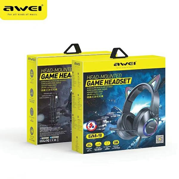 AWEI GM-9 in-ear gaming headphones with microphone black