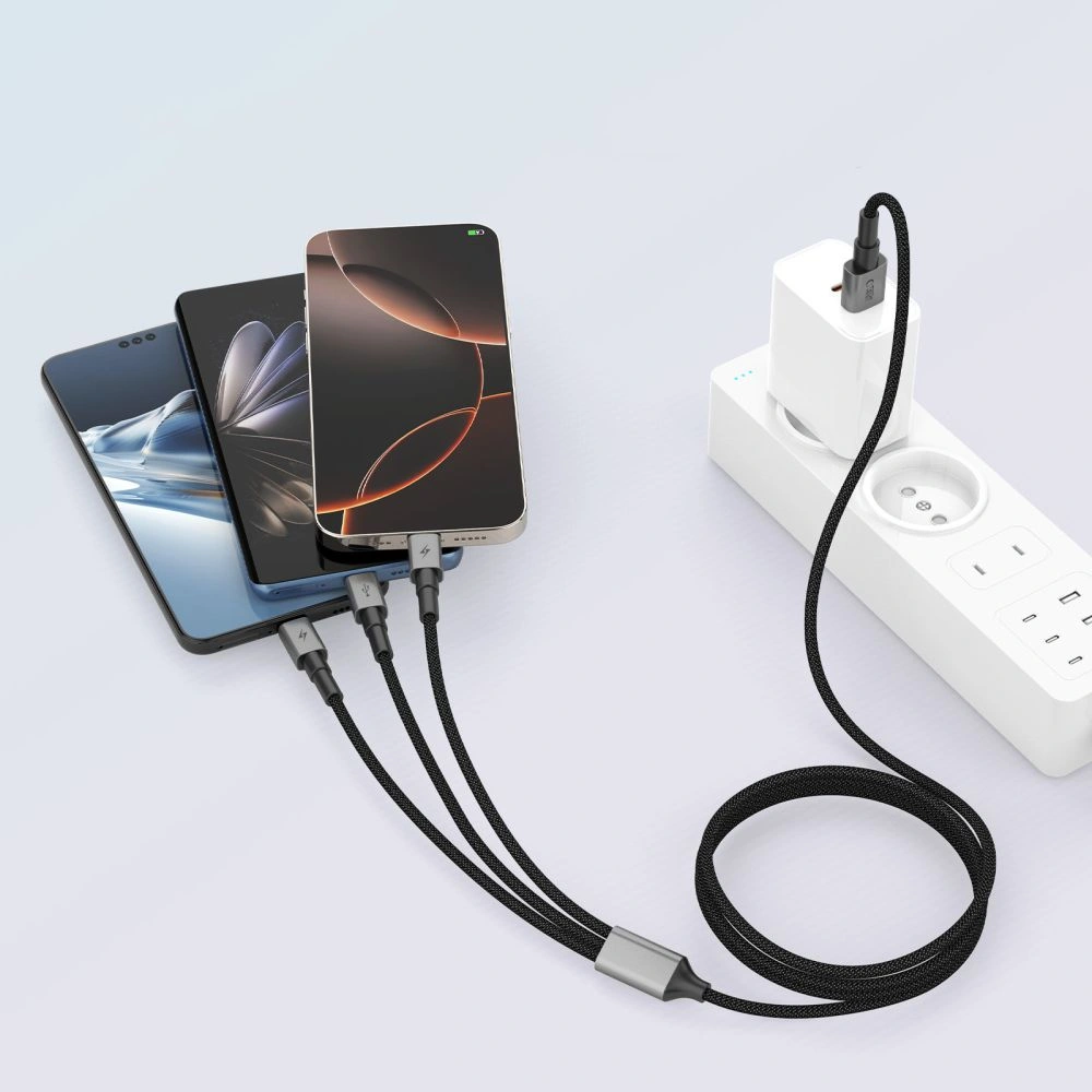 Kabel 3w1 Tech-Protect Ultraboost Dna 3in1 USB-A / Lightning, USB-C, Micro USB Cable 3a 120cm Iron Grey