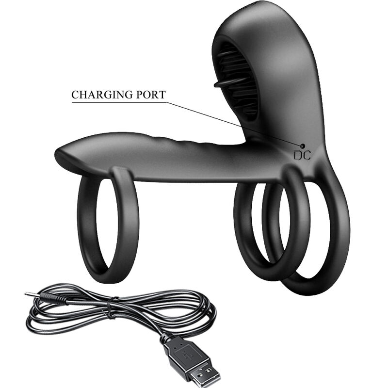 PRETTY LOVE - JAMMY PENIS SLING 12 VIBRATING AND LICKING SETTINGS RECHARGEABLE SILICONE