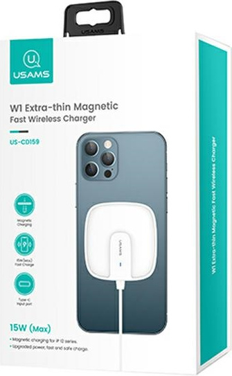 USAMS Wireless Charger US-CD159 magnetic W1 15W Extra-thin Apple iPhone 12 series white CD159DZ02