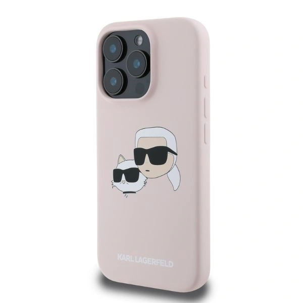 Etui Karl Lagerfeld KLHMP16XSKCHPPLP Apple iPhone 16 Pro Max hardcase Silicone Double Heads Print MagSafe różowy