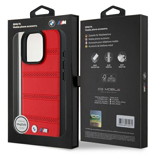 BMW BMHMP16L23PUSPR Apple iPhone 16 Pro hardcase M Perforated And Stitched Line MagSafe red