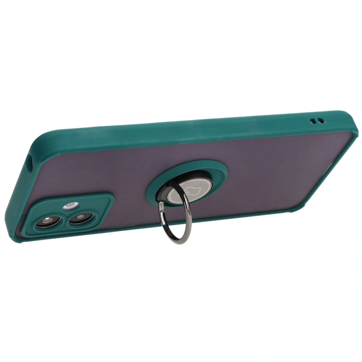Bizon Case Hybrid Ring Motorola Moto G14 smoky with a dark green frame
