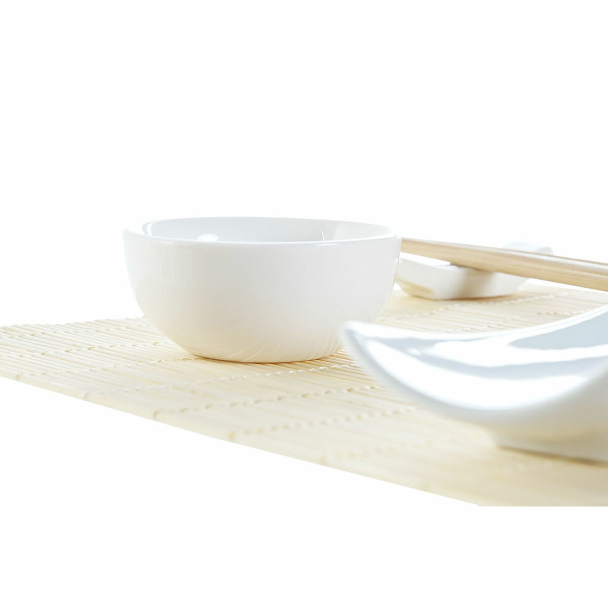 Sushi Set DKD Home Decor 28,5 x 19,5 x 3,3 cm Natural White Stoneware Oriental (9 Pieces) (28,5 x 19,5 x 3,3 cm)