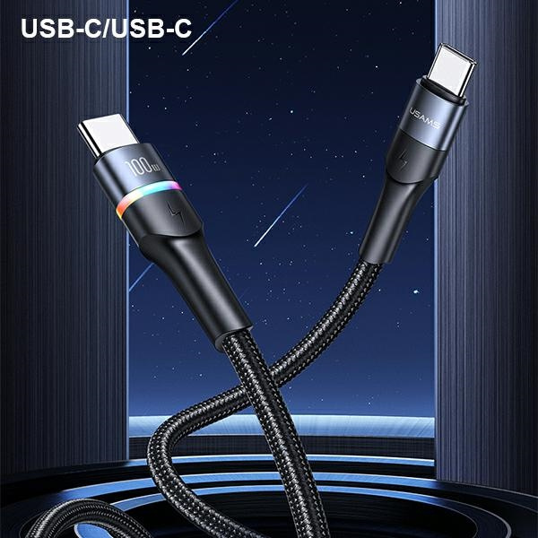 USAMS Nylon Cable U76 USB-C - USB-C 100W PD Fast Charging 1.2m black SJ537USB01(US-SJ537)
