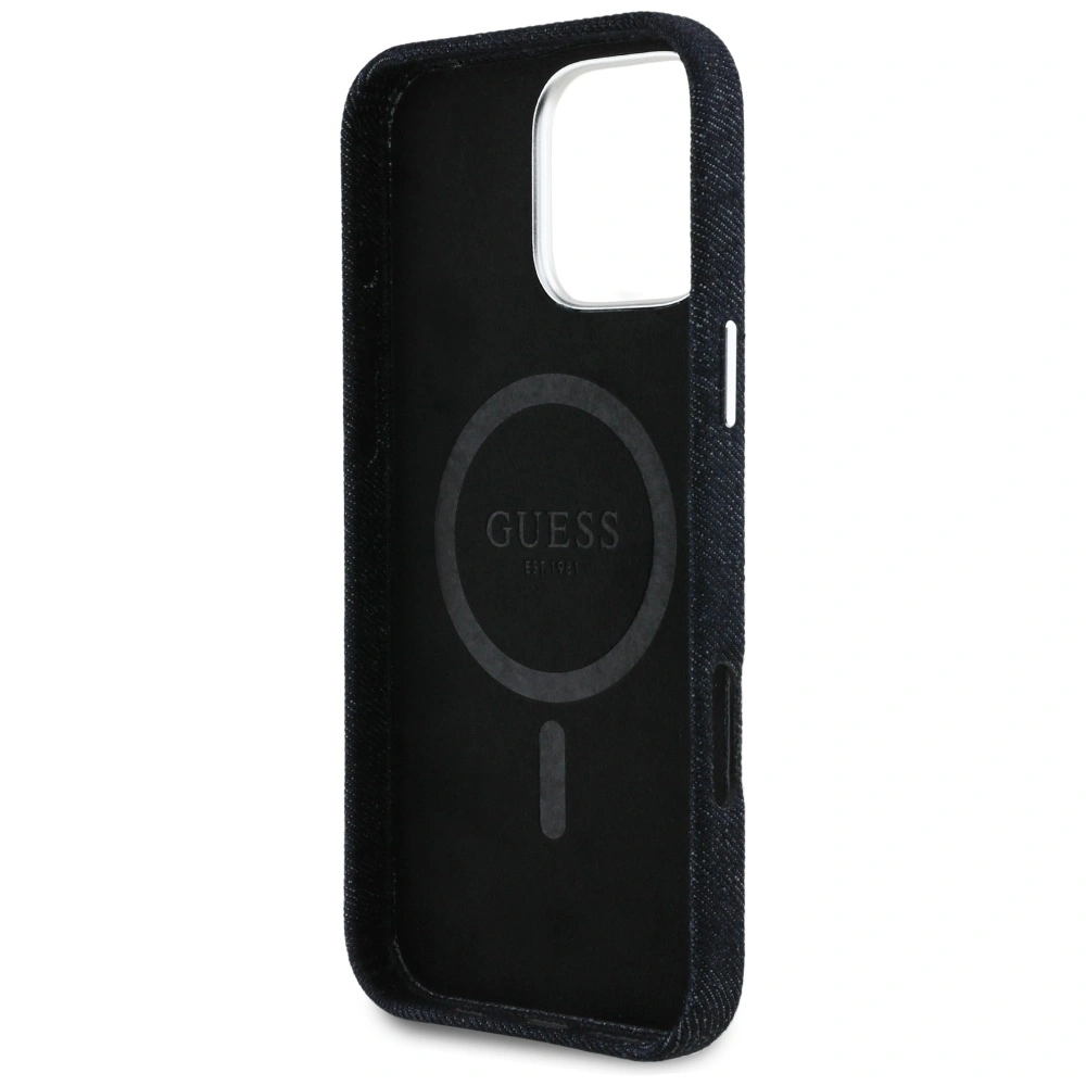 Guess Denim Triangle Logo MagSafe Apple iPhone 16 Pro Max black
