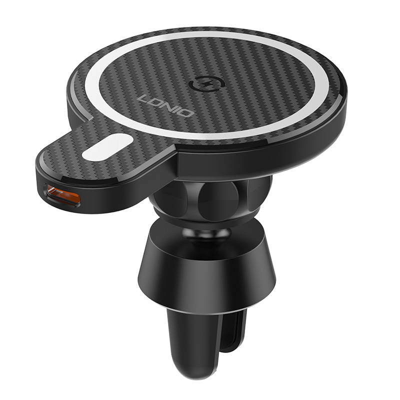 LDNIO MA20 Car Mount Holder with Wireless Charger 15W + Metal Ring (black)
