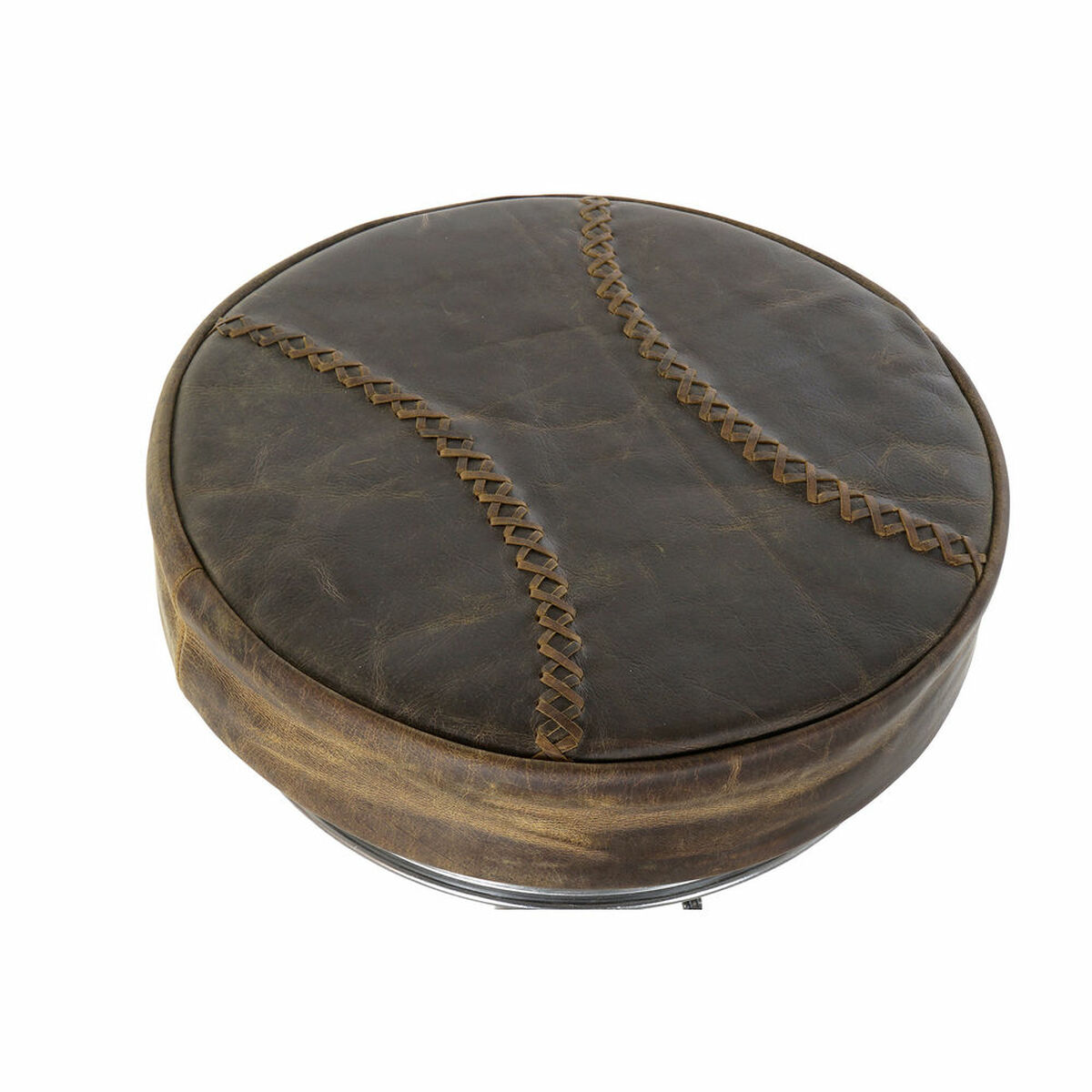 Stool DKD Home Decor Brown Leather Metal (44 x 41 x 82 cm)