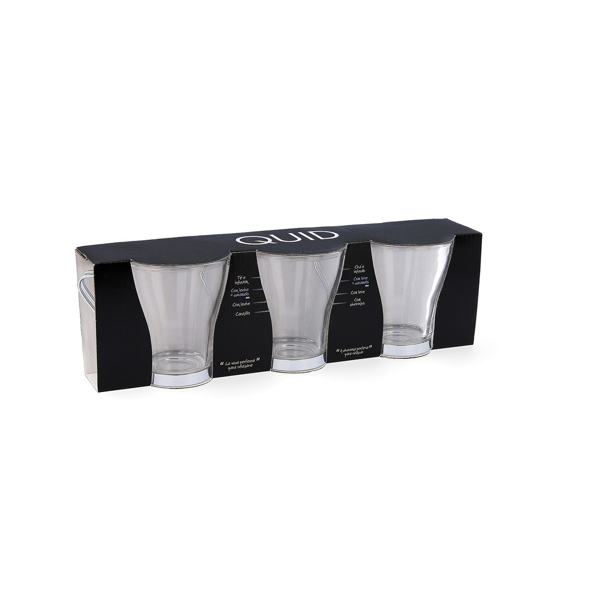 Piece Coffee Cup Set Quid Transparent Steel Glass (250 ml) (3 Units)