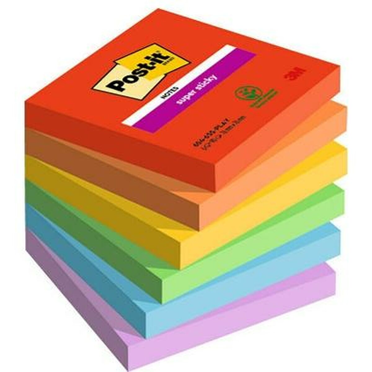 Karteczki przyklejane Post-it Super Sticky 76 x 76 mm Wielokolorowy (2 Sztuk)