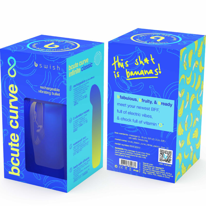 B SWISH - BCUTE CURVE INFINITE CLASSIC LIMITED EDITION SILICONE RECHARGEABLE VIBRATOR ELECTRIC BLUE