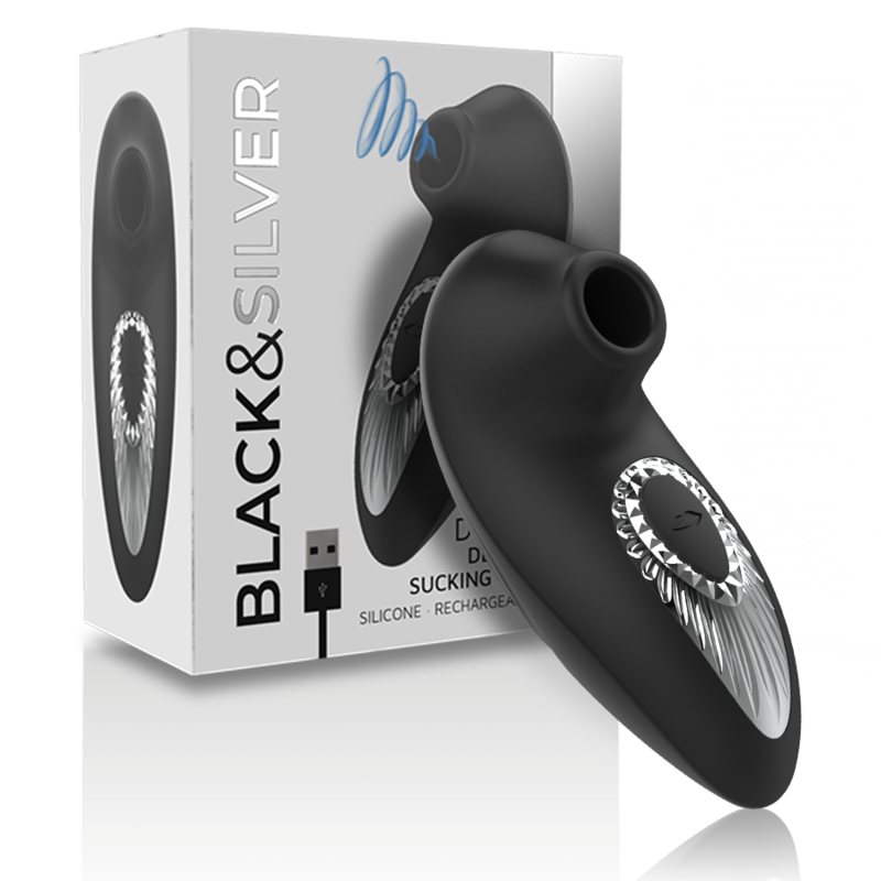BLACK&SILVER - DRAKE DELUXE SUCKING VIBE RECHARGEABLE SILICONE BLACK