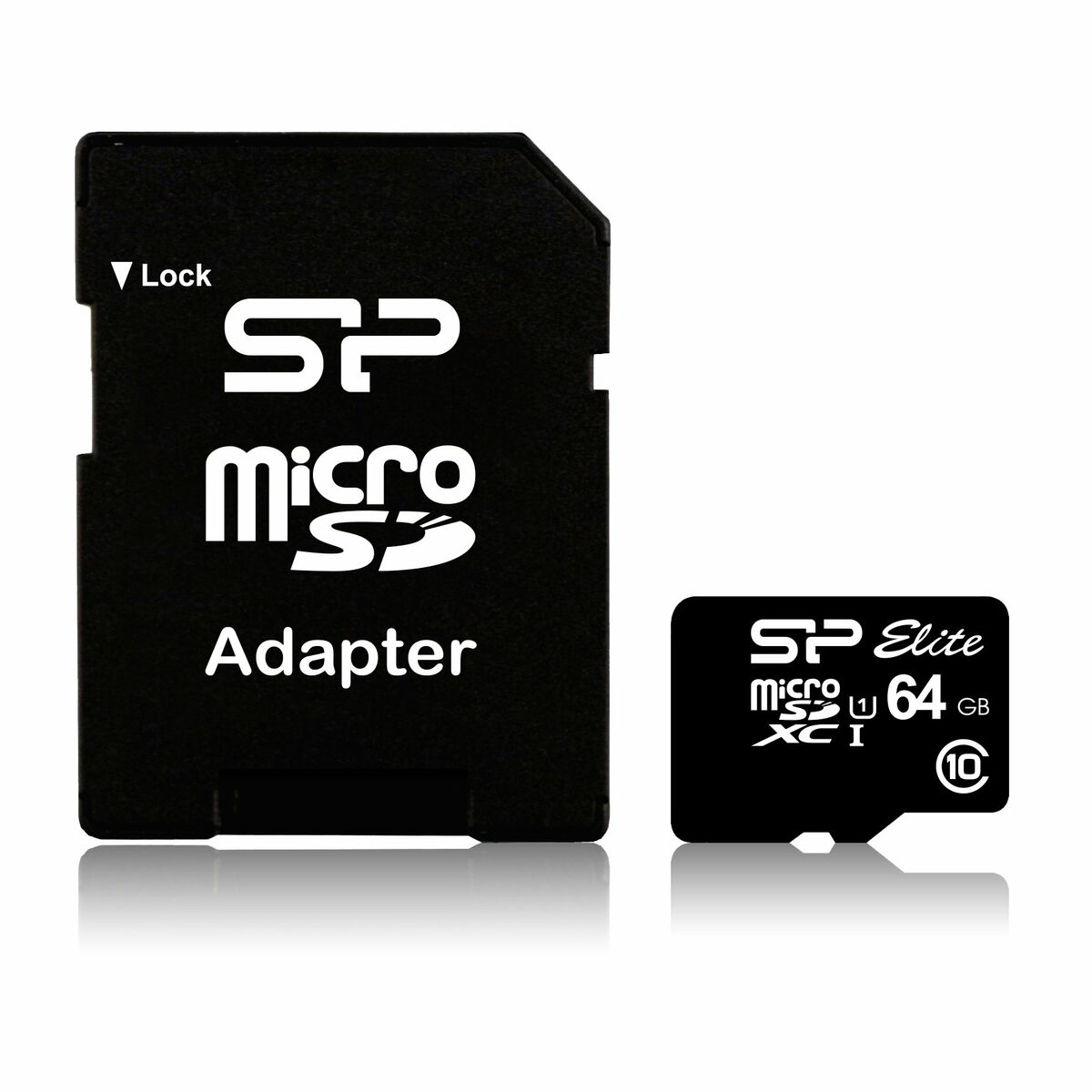 Micro SD Memory Card with Adaptor Silicon Power SP064GBSTXBU1V10SP SDHC Black