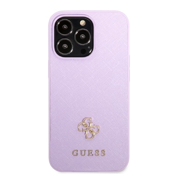 Guess GUHCP13LPS4MU Apple iPhone 13 Pro purple hardcase Saffiano 4G Small Metal Logo