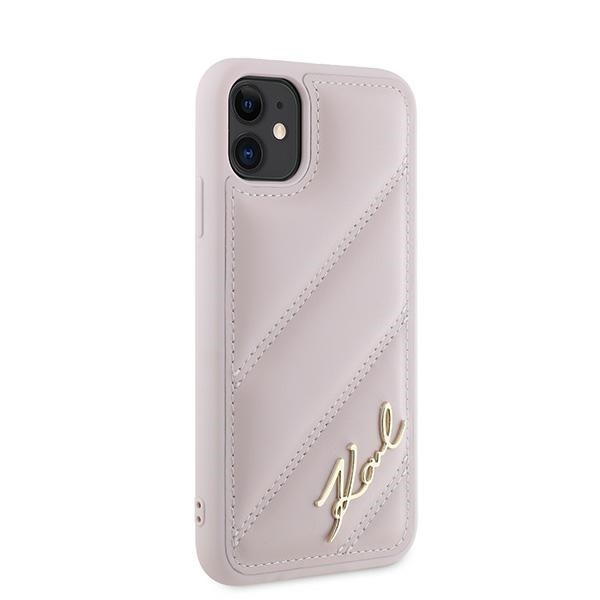 Karl Lagerfeld KLHCN61PQDSMGP Apple iPhone 11 / XR hardcase Diagonal Quilted Script pink