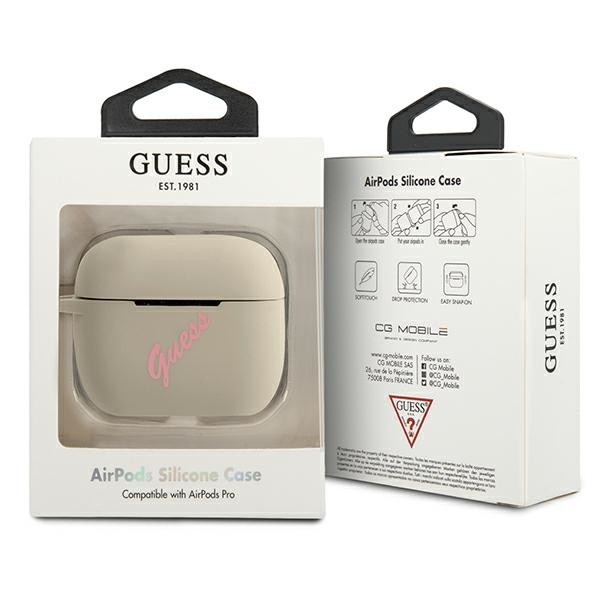 Guess GUACAPLSVSGP Apple AirPods Pro cover grey pink Silicone Vintage