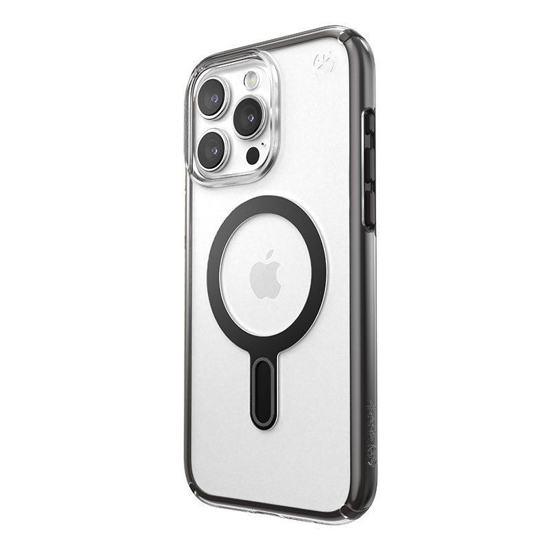 Speck Presidio Perfect-Clear ClickLock MagSafe Apple iPhone 15 Pro Max (Clear/Frosted Black/Slate Grey)