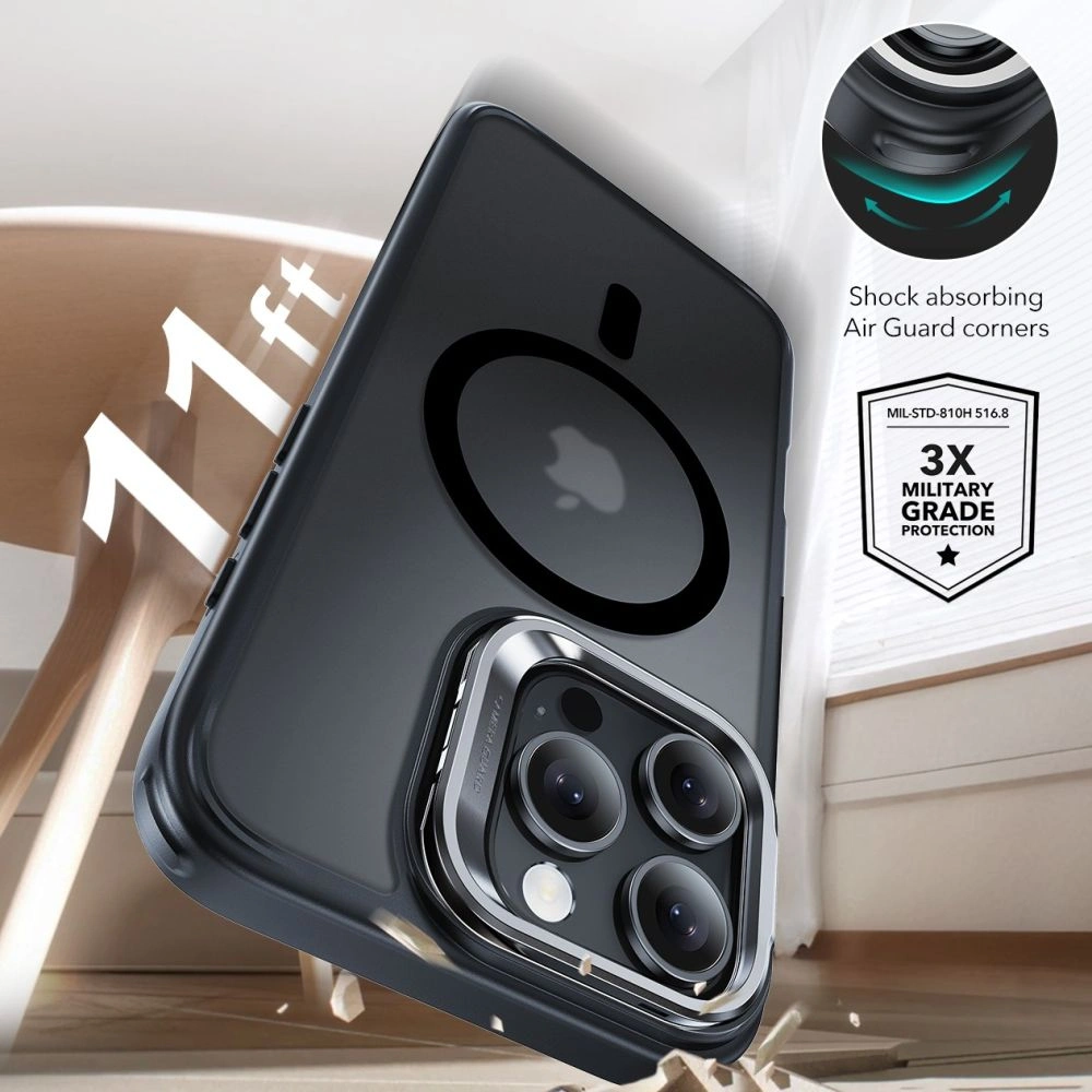 ESR Classic Hybrid Kickstand Halolock MagSafe & Tempered Glass Apple iPhone 16 Pro Max Frosted Black