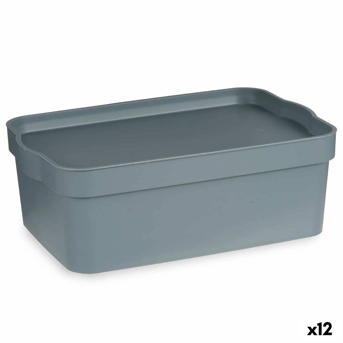 Schowek z pokrywką Szary Plastikowy 6 L (21,5 x 11 x 32 cm) (12 Sztuk)