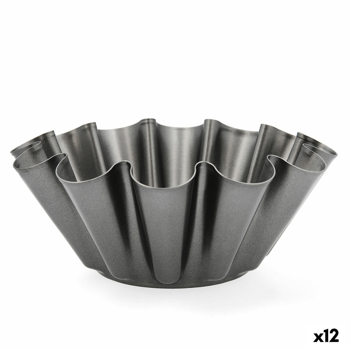 Flan Mould Quid Sweet Grey Black 23 x 9 cm (12 Units)