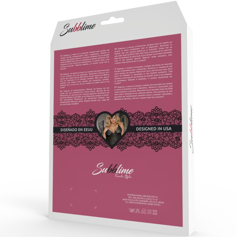 SUBBLIME QUEEN PLUS - TEDDY AND BLINDFOLD BLACK