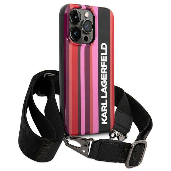 Karl Lagerfeld KLHCP14LSTSTP Apple iPhone 14 Pro hardcase pink Color Stripes Strap