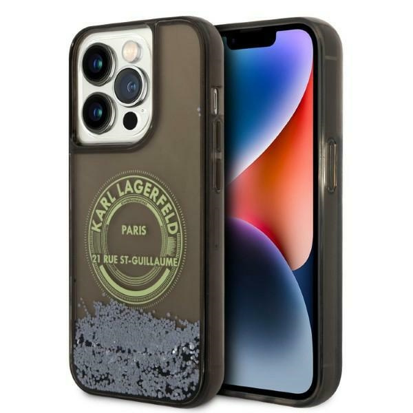 Karl Lagerfeld KLHCP14LLCRSGRK Apple iPhone 14 Pro black hardcase Liquid Glitter RSG