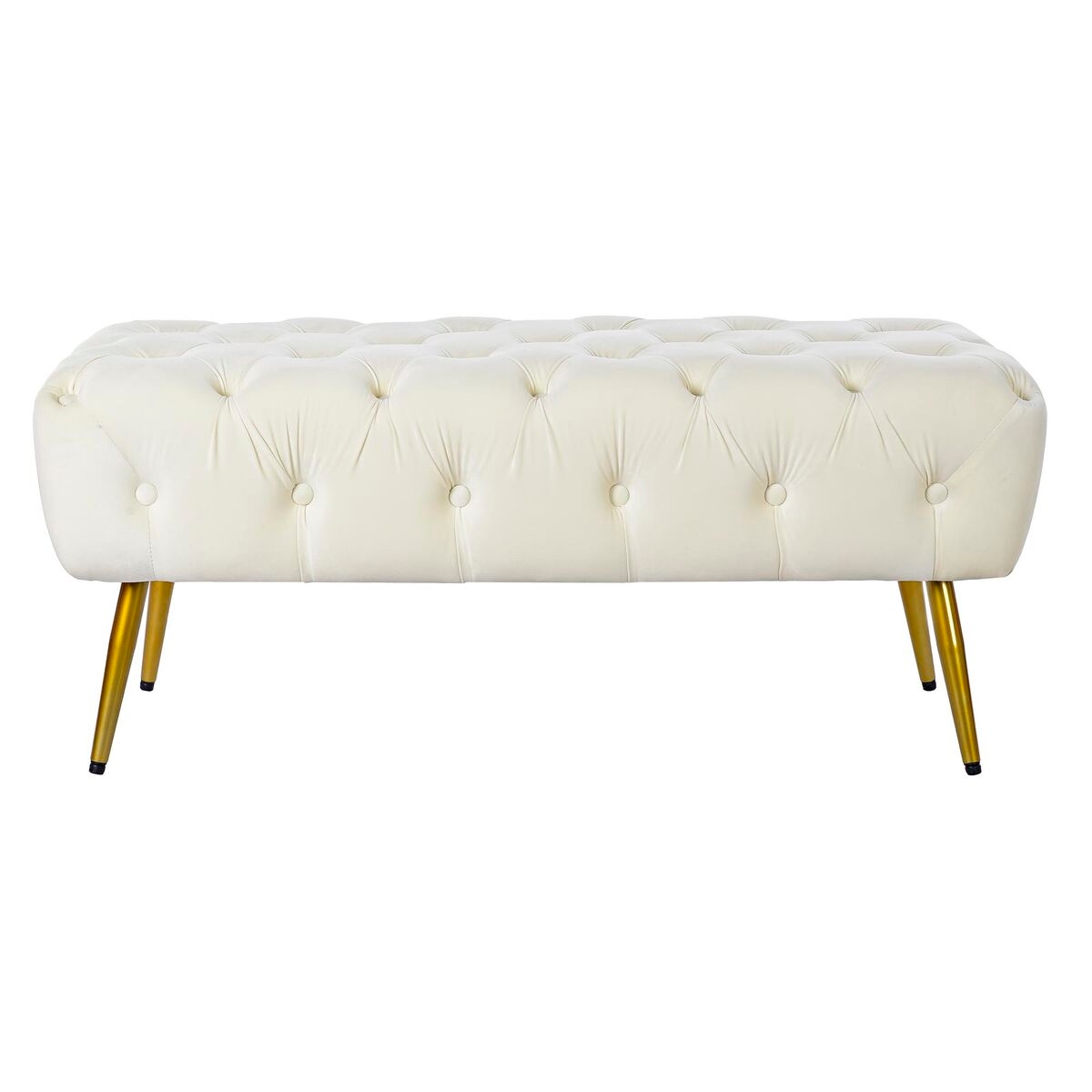 Bench Home ESPRIT Cream Golden Polyester Metal 103 x 46 x 42 cm