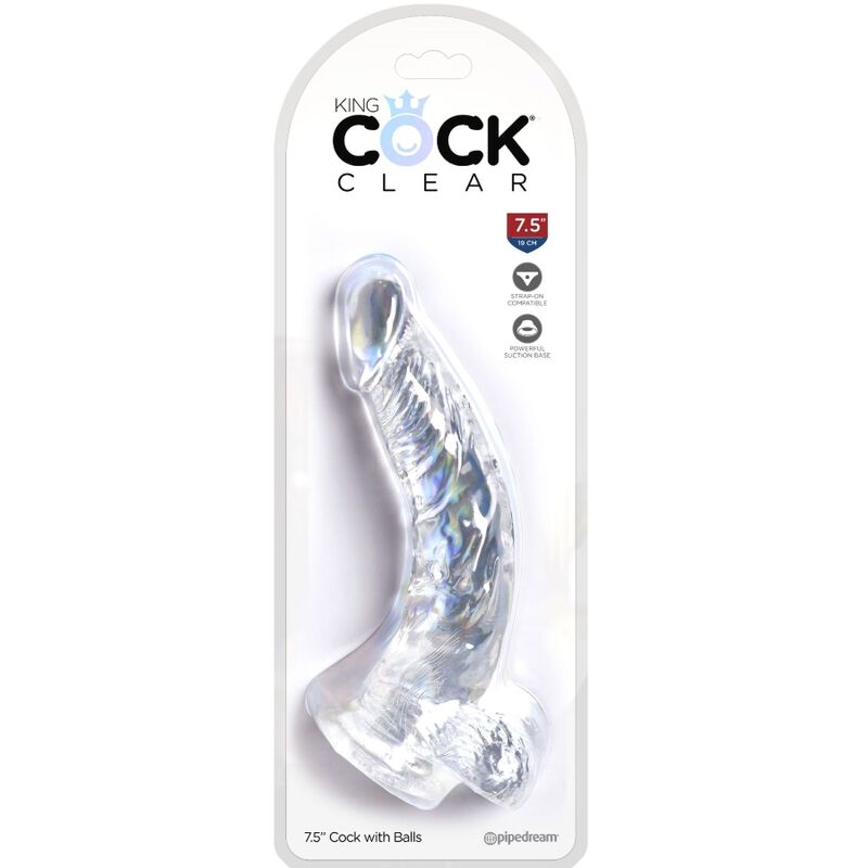 KING COCK CLEAR - REALISTIC CURVED PENIS WITH BALLS 16.5 CM TRANSPARENT