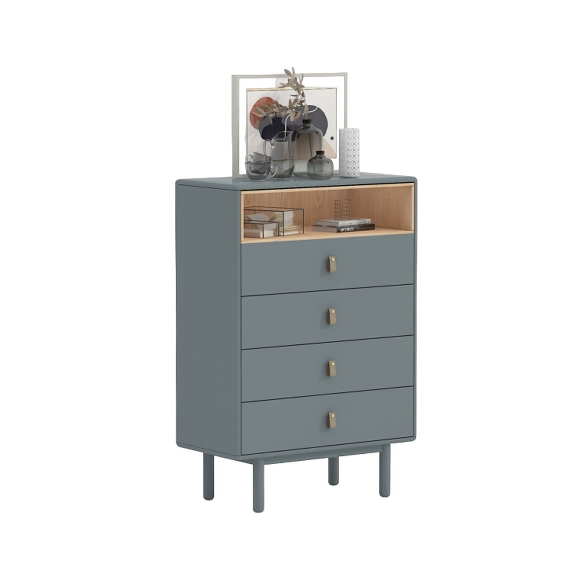 Chest of drawers Home ESPRIT Blue Grey polypropylene MDF Wood 80 x 40 x 117 cm