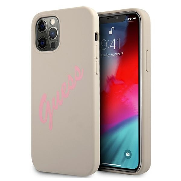 Guess GUHCP12MLSVSGP Apple iPhone 12/12 Pro grey pink hardcase Silicone Vintage