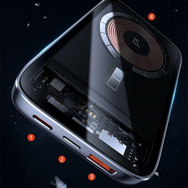 USAMS Powerbank PB67 10000mAh 20W QC3.0+PD Magnetic Wireless Fast Charge stalowy/tarnish (US-CD184)