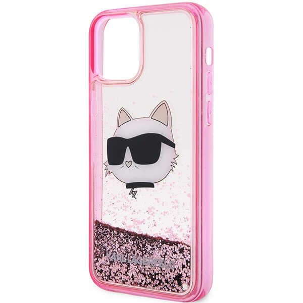 Karl Lagerfeld KLHCP12MLNCHCP Apple iPhone 12/12 Pro pink hardcase Glitter Choupette Head