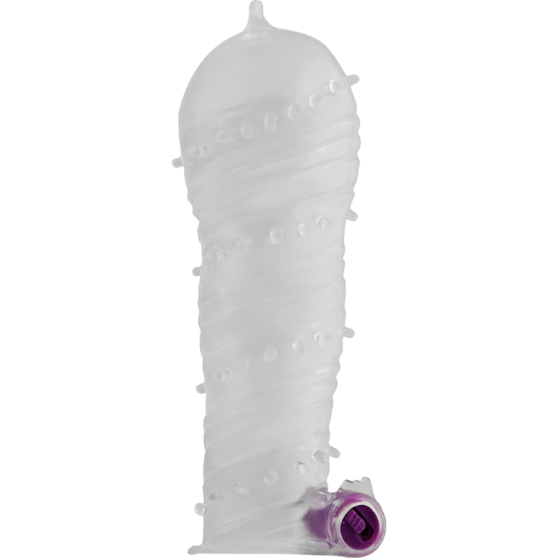 OHMAMA - TEXTURED PENIS SHEATH WITH WIDE TIP VIBRATING BULLET