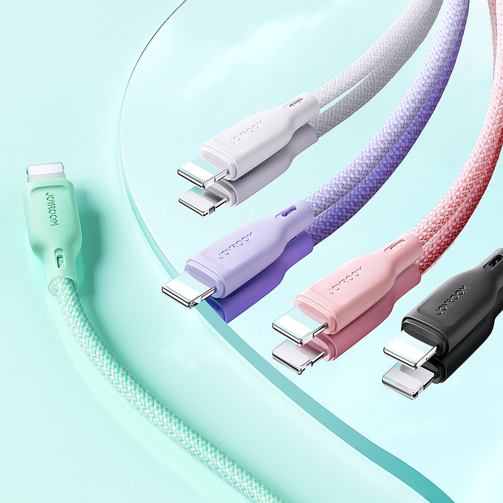 Joyroom Multi-Color Series SA34-CC3 USB-C / USB-C 60W cable 1m pink