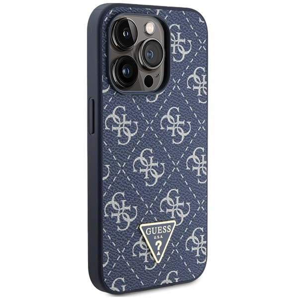 Guess GUHCP15LPG4GPB Apple iPhone 15 Pro hardcase 4G Triangle Metal Logo blue